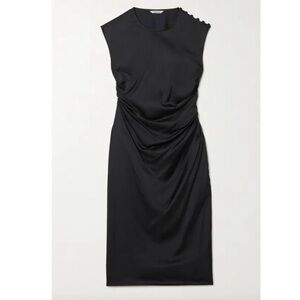 Holzweiler Isabell Gathered Satin Midi Dress Black Womens Size S